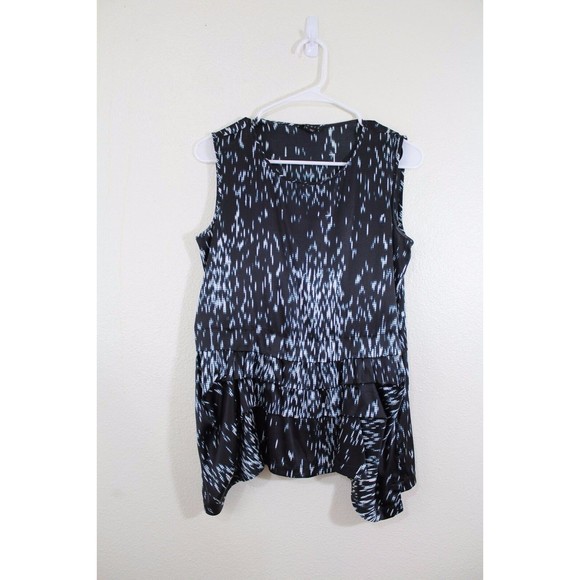 Theory Rikyo Tank Top S Ruffled Black Indigo‎ silk Peplum career lux artsy - Picture 4 of 9